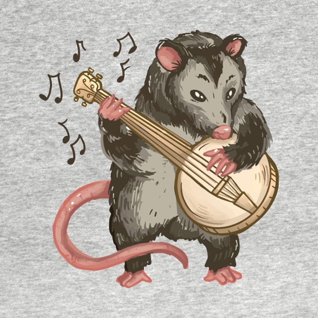 Opossum Playing Banjo Funny Possum by Visual Vibes